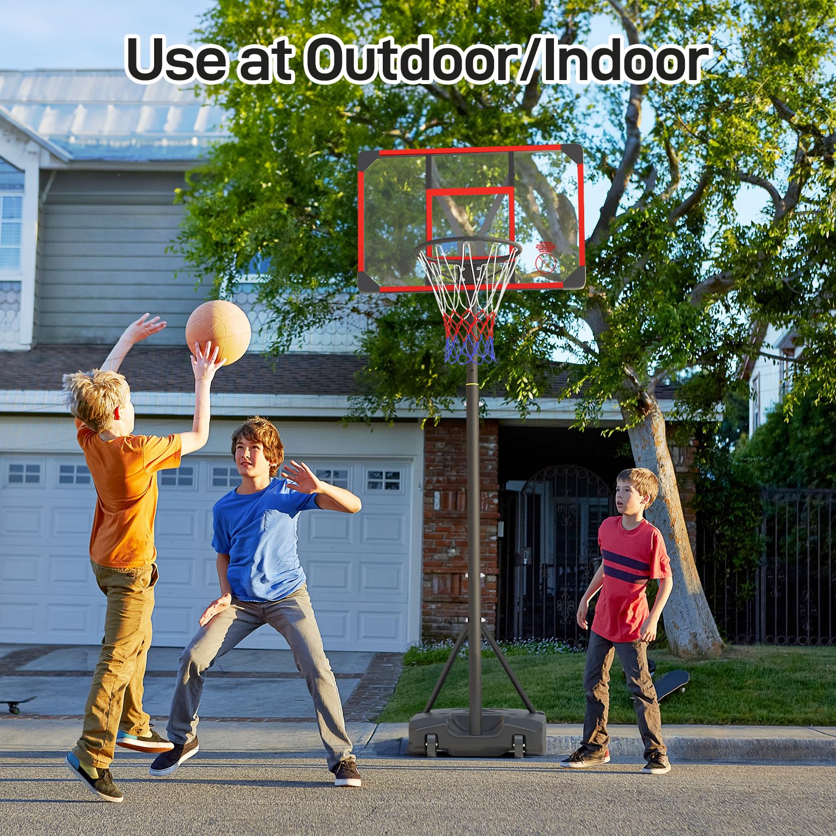 Yohood Kids Basketball Hoop Outdoor 4.82-8.53ft Adjustable
